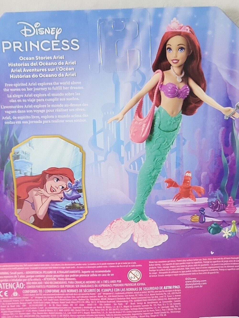 Mattel Disney Princess Ocean Stories Ariel Doll w/ Sebastian, Accessories - Picture 6 of 14